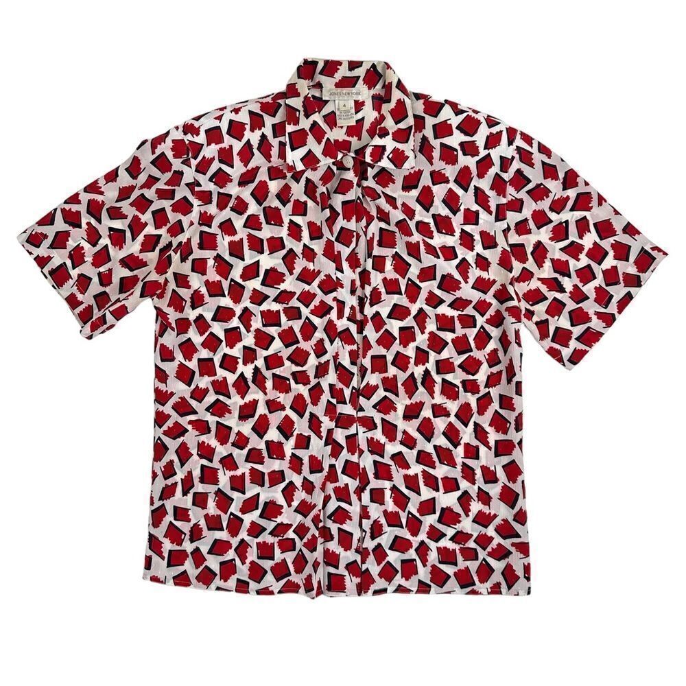 Vintage Jones New York 90s Printed Short Sleeve Shirt Size 4